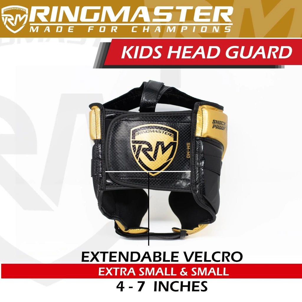 RingMaster Sports Kids Boxing HeadGuard Black and Gold