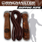 RingMaster Sports Wooden Handle Leather Skipping Rope
