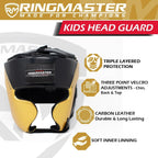 RingMaster Sports Kids Boxing HeadGuard Black and Gold