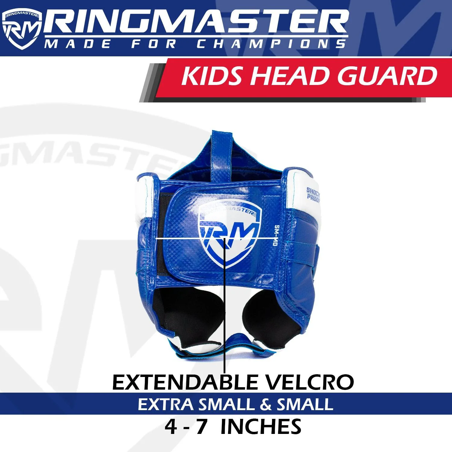 RingMaster Sports Kids Boxing HeadGuard Blue and White