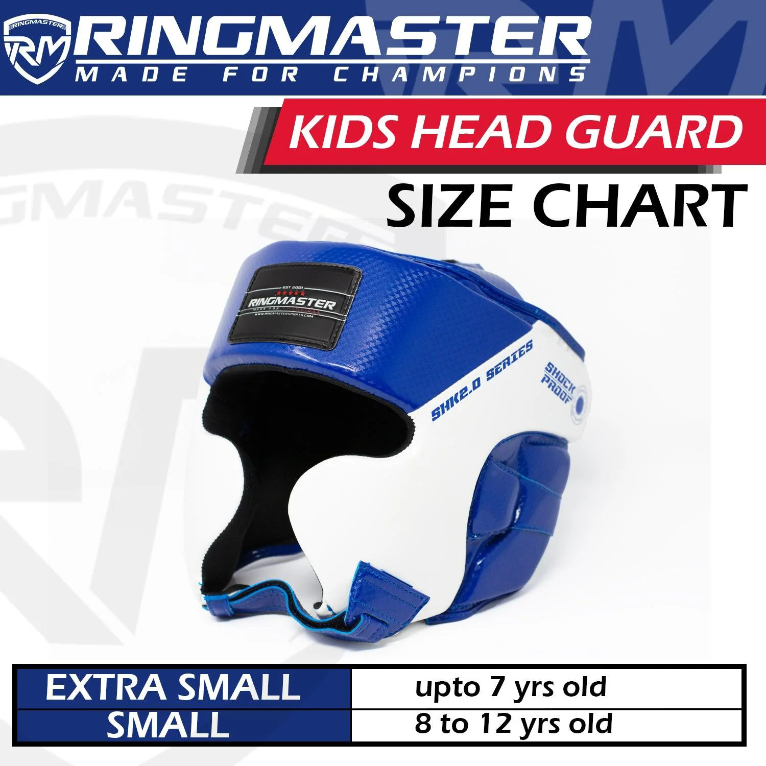 RingMaster Sports Kids Boxing HeadGuard Blue and White