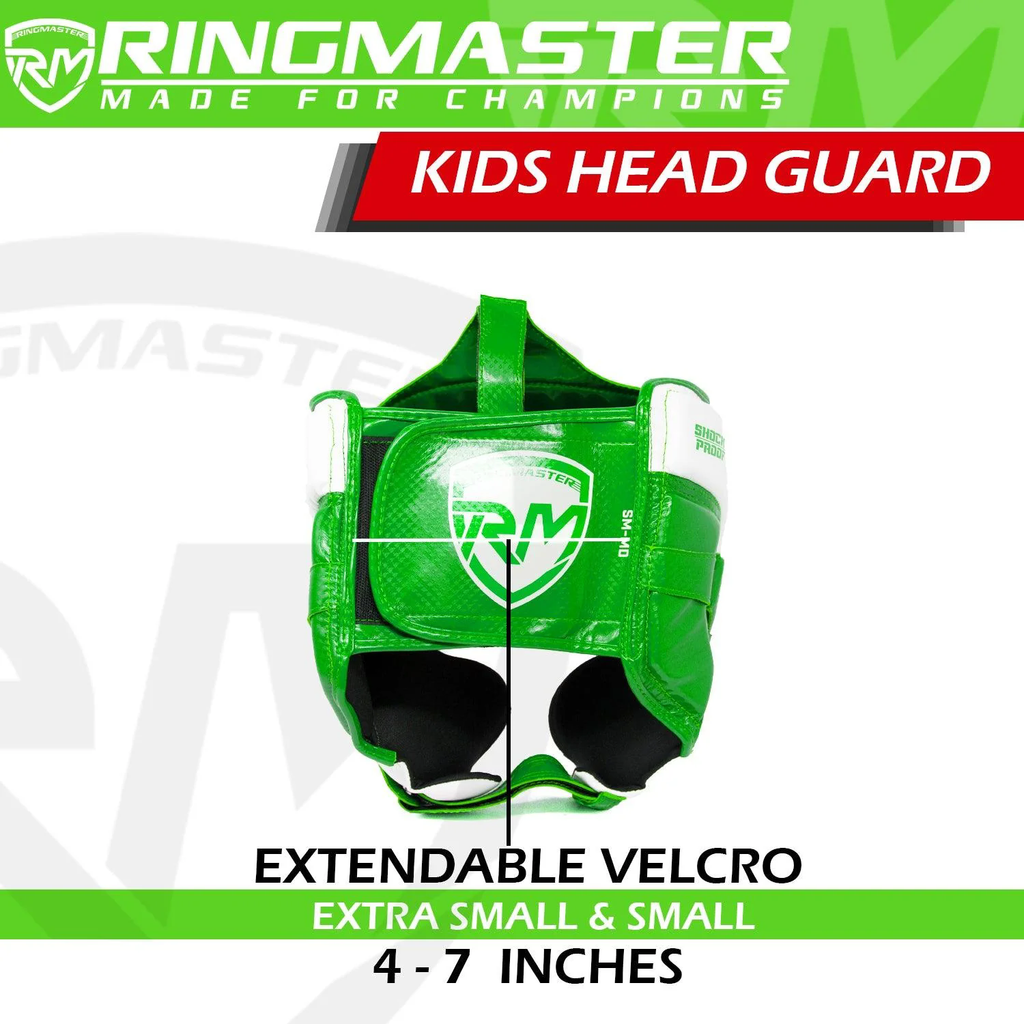 RingMaster Sports Kids Boxing HeadGuard Green and White