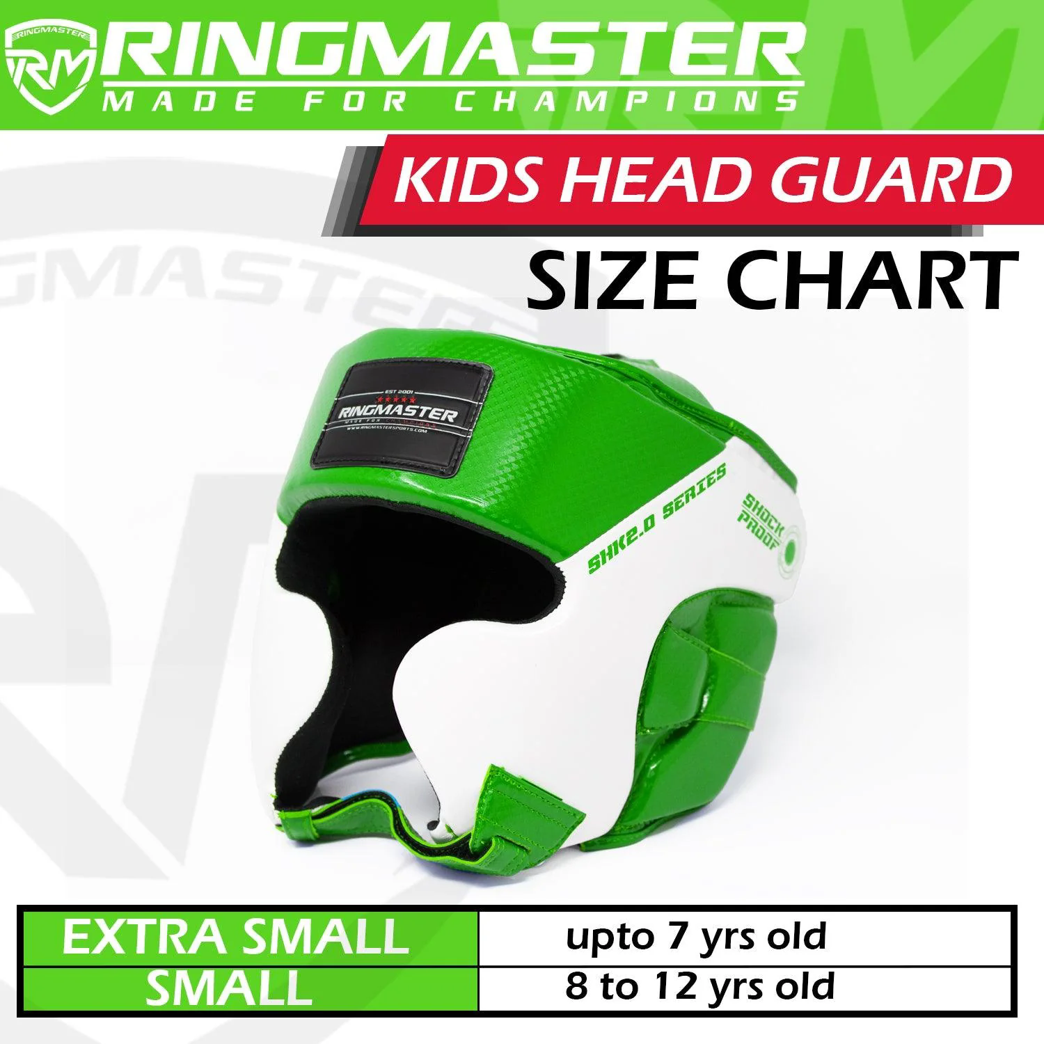 RingMaster Sports Kids Boxing HeadGuard Green and White