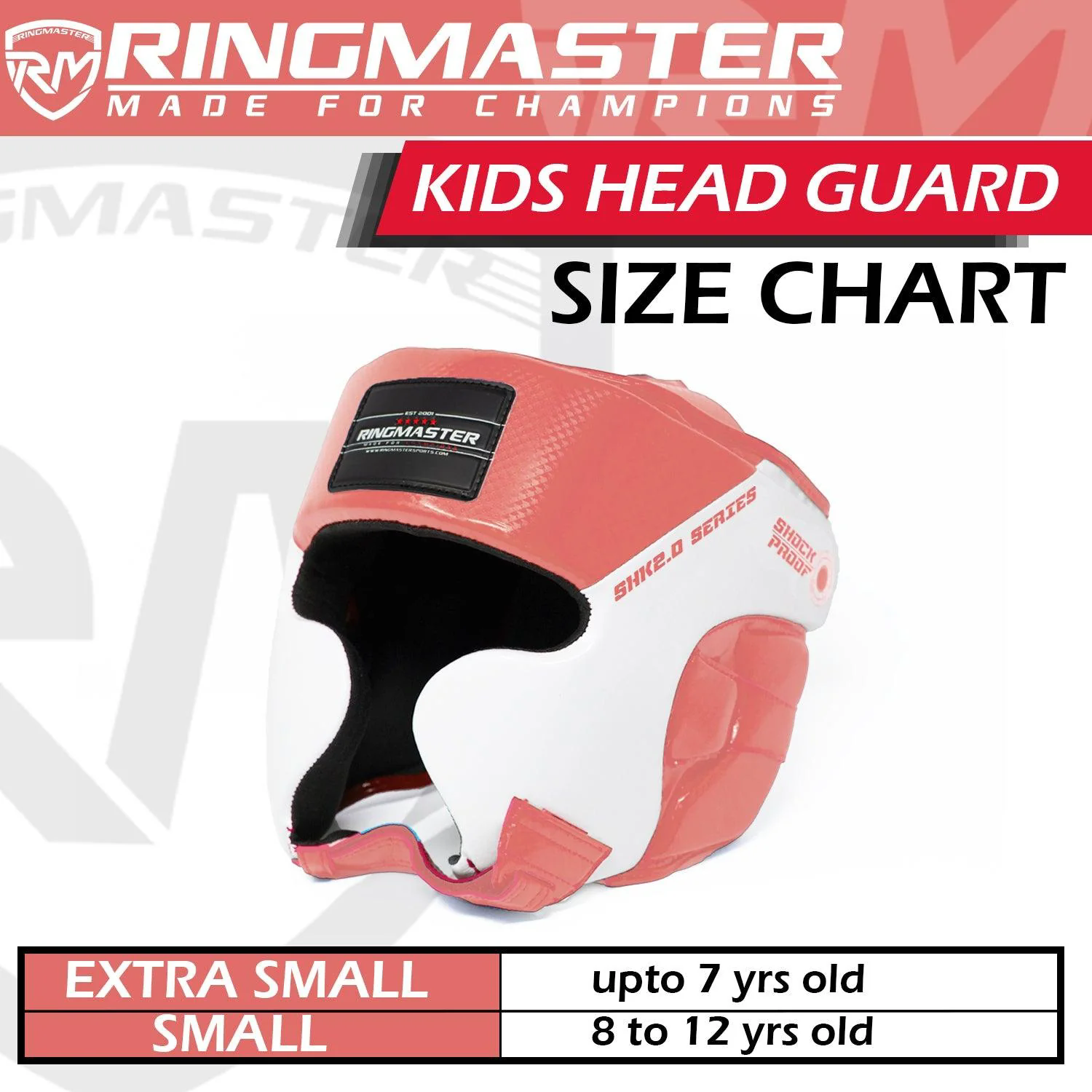 RingMaster Sports Kids Boxing HeadGuard Pink and White