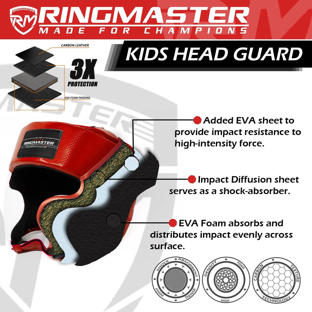 RingMaster Sports Kids Boxing HeadGuard Red and White
