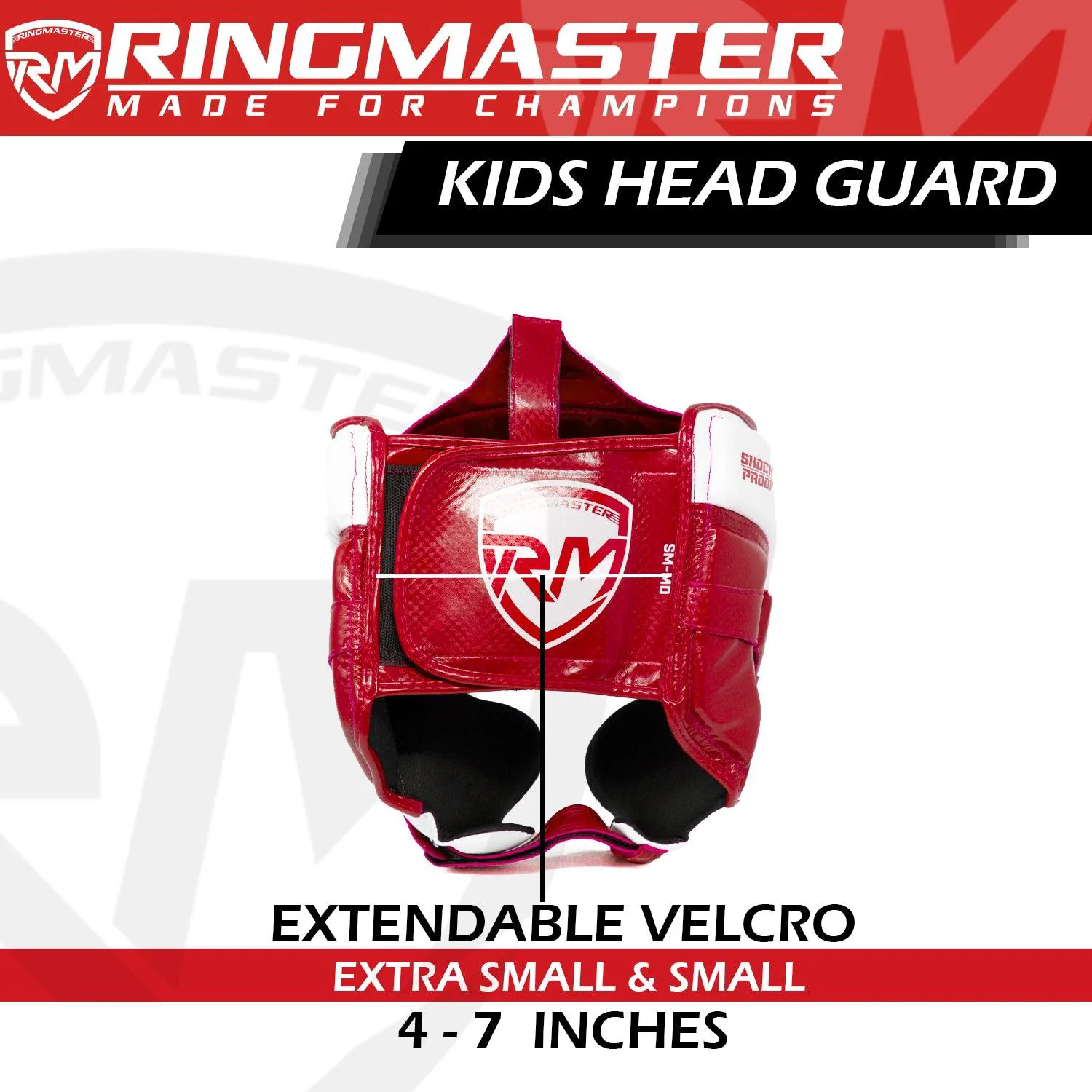 RingMaster Sports Kids Boxing HeadGuard Red and White