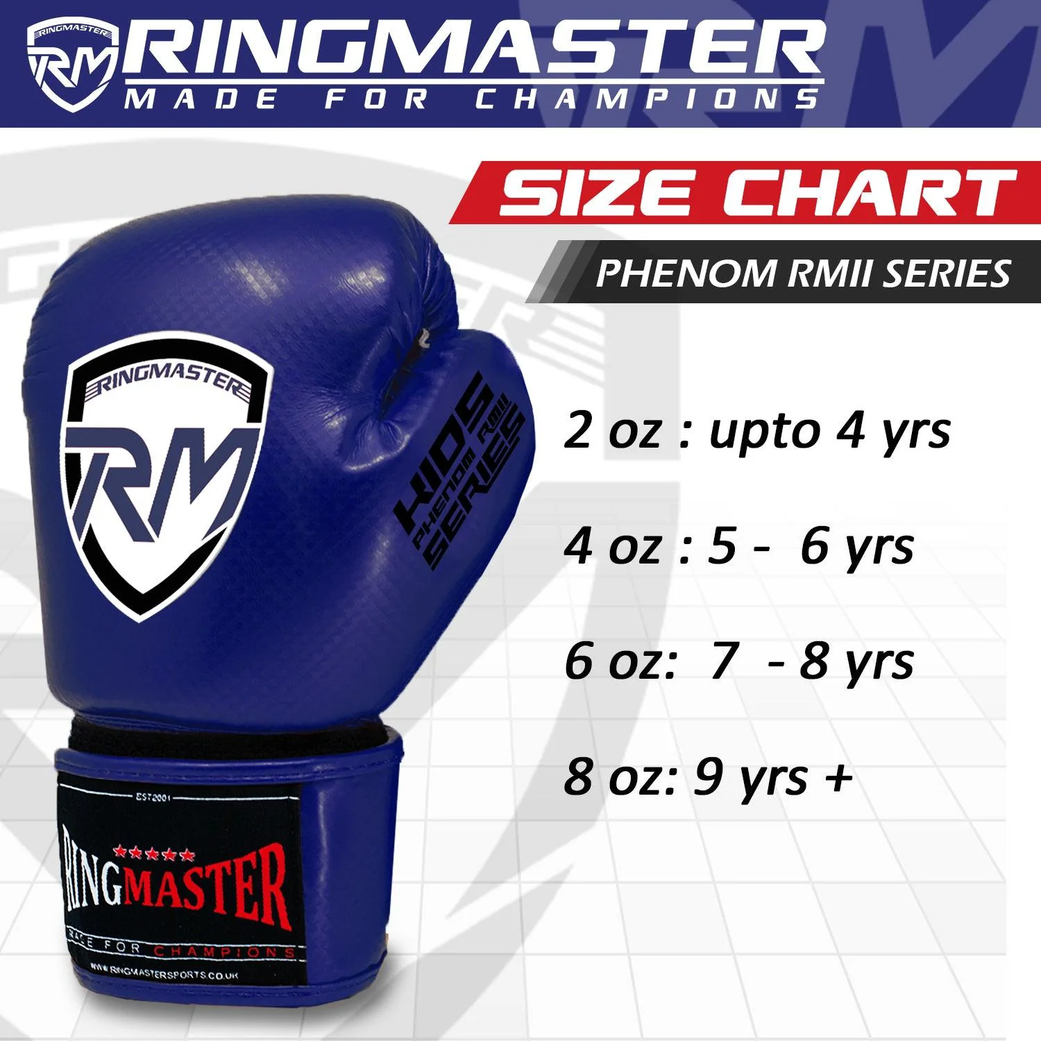 RingMaster Sports - Phenom Kids Boxing Gloves CarbonTech Blue