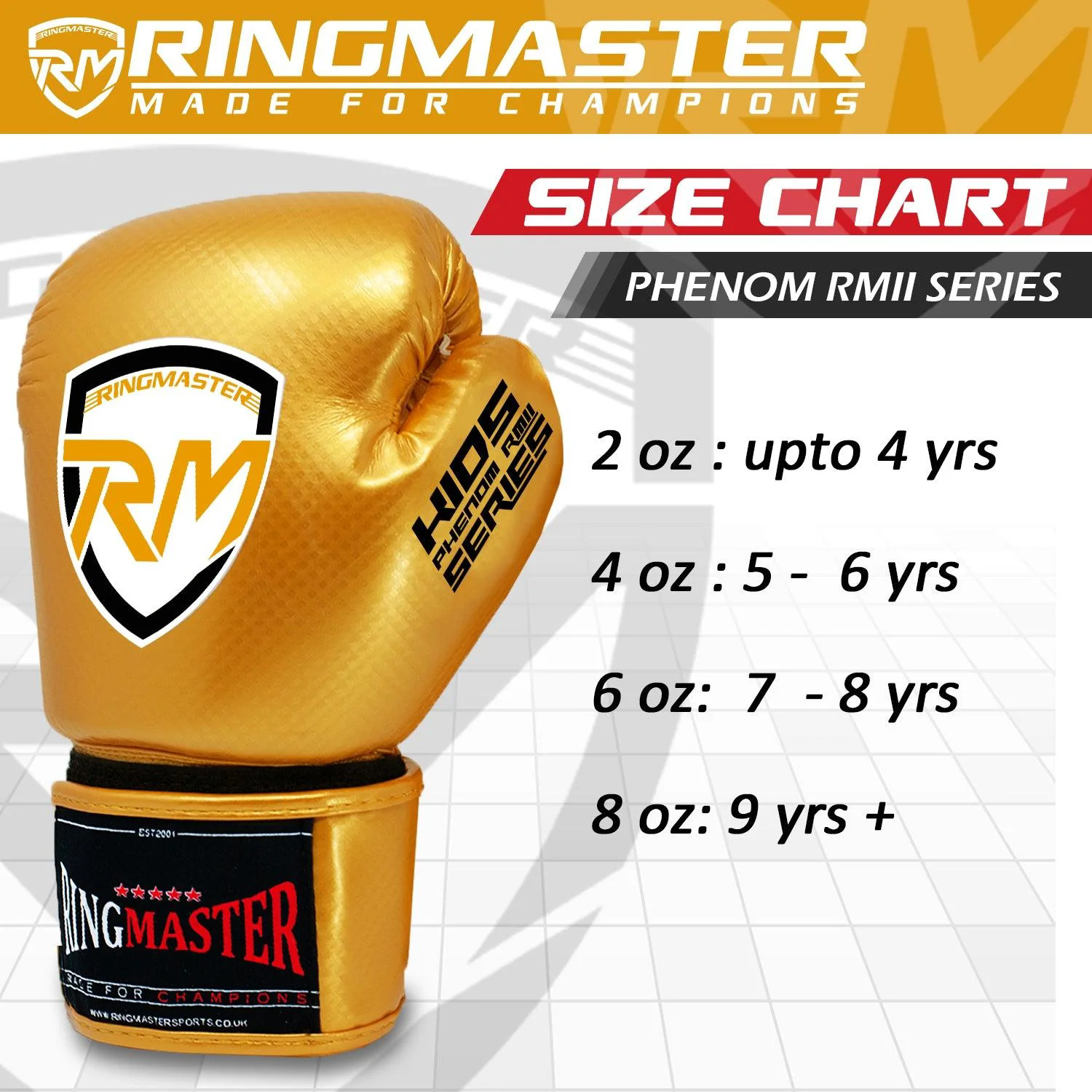 RingMaster Sports - Phenom Kids Boxing Gloves CarbonTech Gold