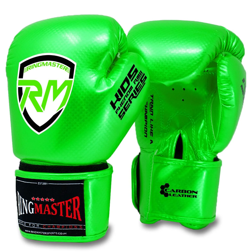 RingMaster Sports - Phenom Kids Boxing Gloves CarbonTech Green