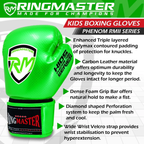 RingMaster Sports - Phenom Kids Boxing Gloves CarbonTech Green