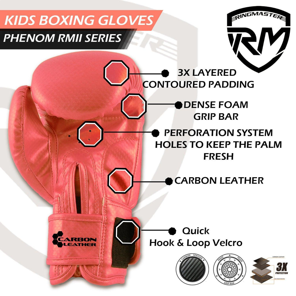 RingMaster Sports - Phenom Kids Boxing Gloves CarbonTech Pink