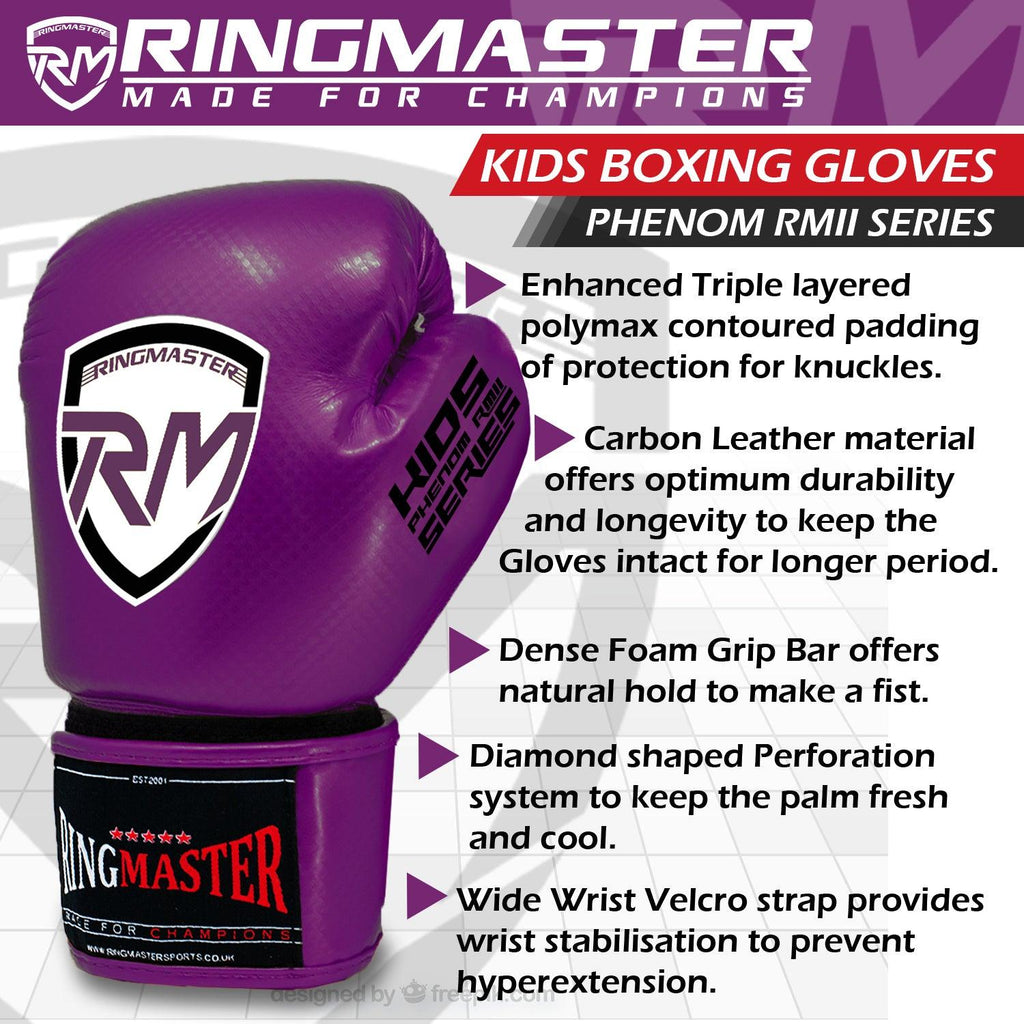 RingMaster Sports - Phenom Kids Boxing Gloves CarbonTech Purple