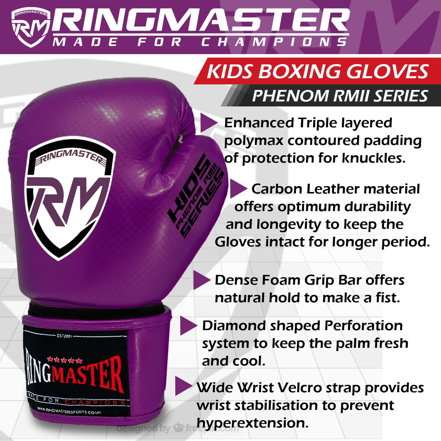 RingMaster Sports - Phenom Kids Boxing Gloves CarbonTech Purple
