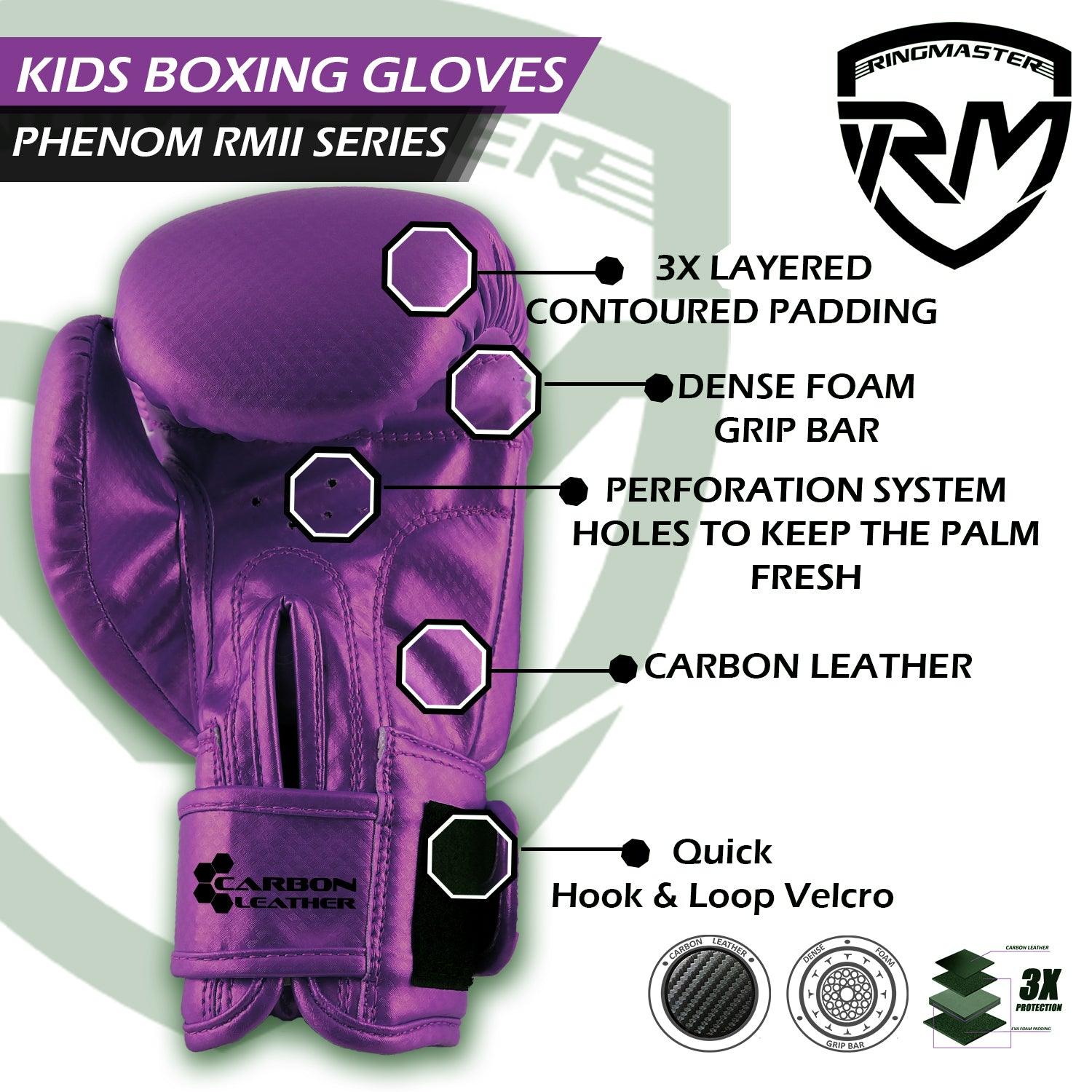 RingMaster Sports - Phenom Kids Boxing Gloves CarbonTech Purple