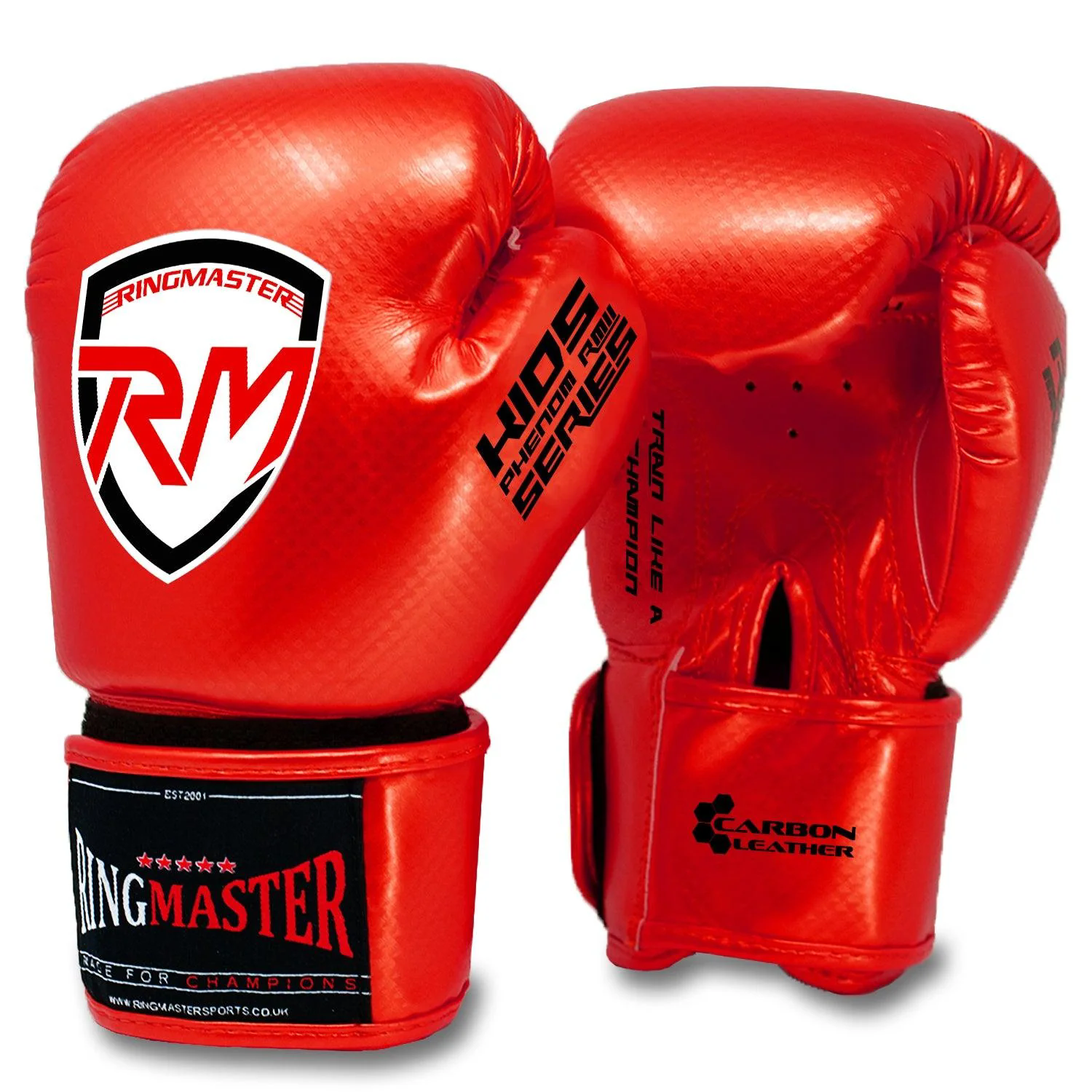 RingMaster Sports - Phenom Kids Boxing Gloves CarbonTech Red