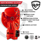 RingMaster Sports - Phenom Kids Boxing Gloves CarbonTech Red