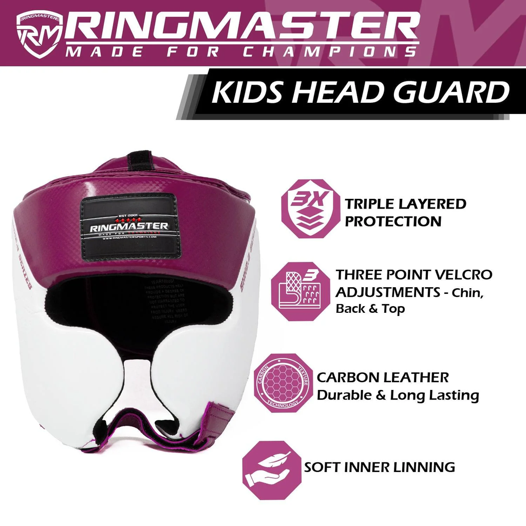 RingMaster Sports Kids Boxing HeadGuard Purple and White