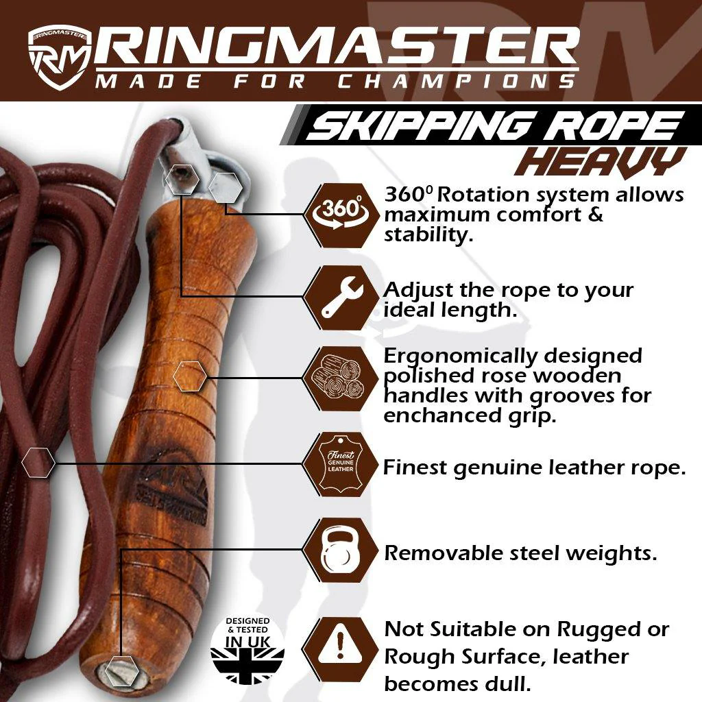 RingMaster Sports Heavy Duty Leather Skipping Rope