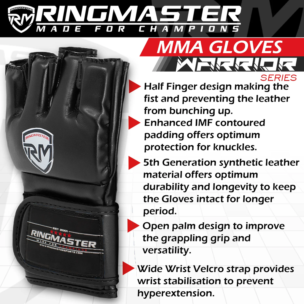 RingMaster Sports Warrior 2.0 Series MMA Gloves 5oz Black