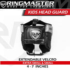 RingMaster Sports Kids Boxing HeadGuard Synthetic Leather Silver and Black