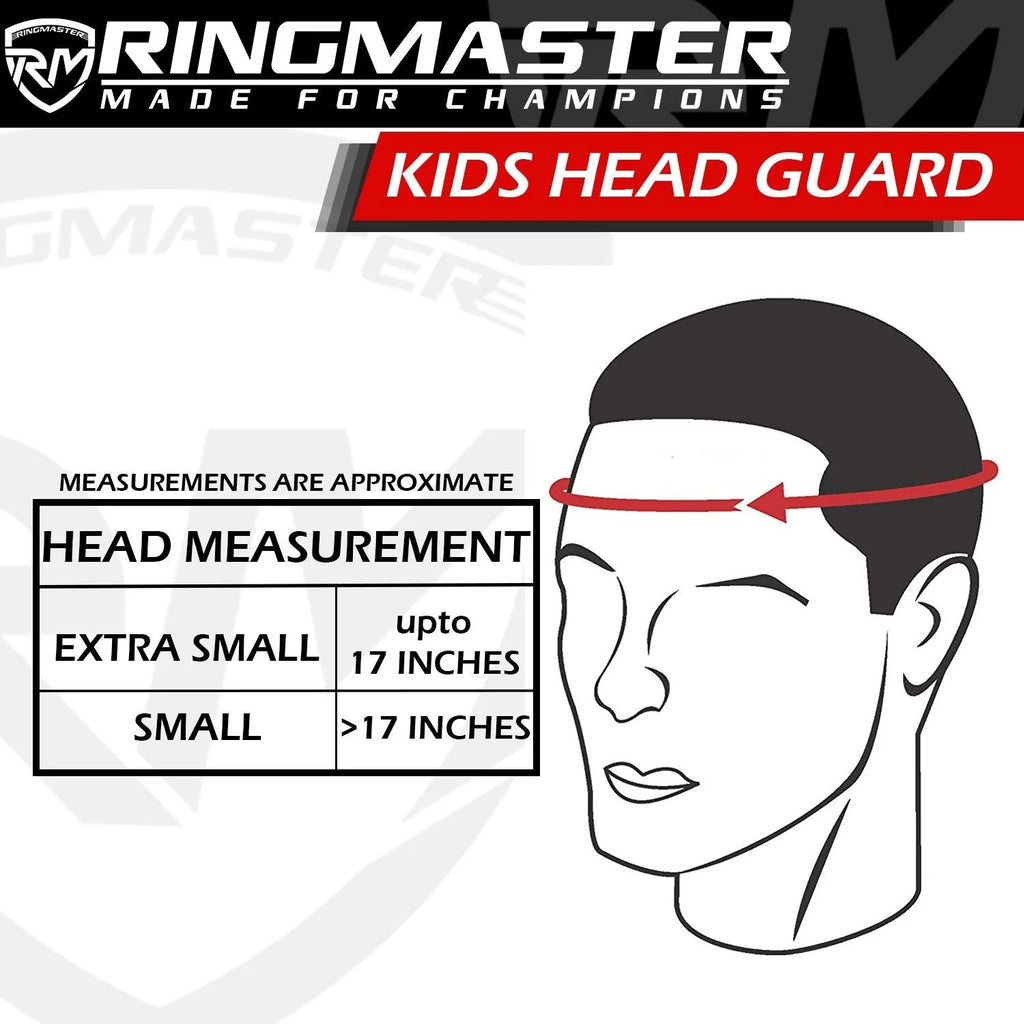 RingMaster Sports Kids Boxing HeadGuard Synthetic Leather Silver and Black